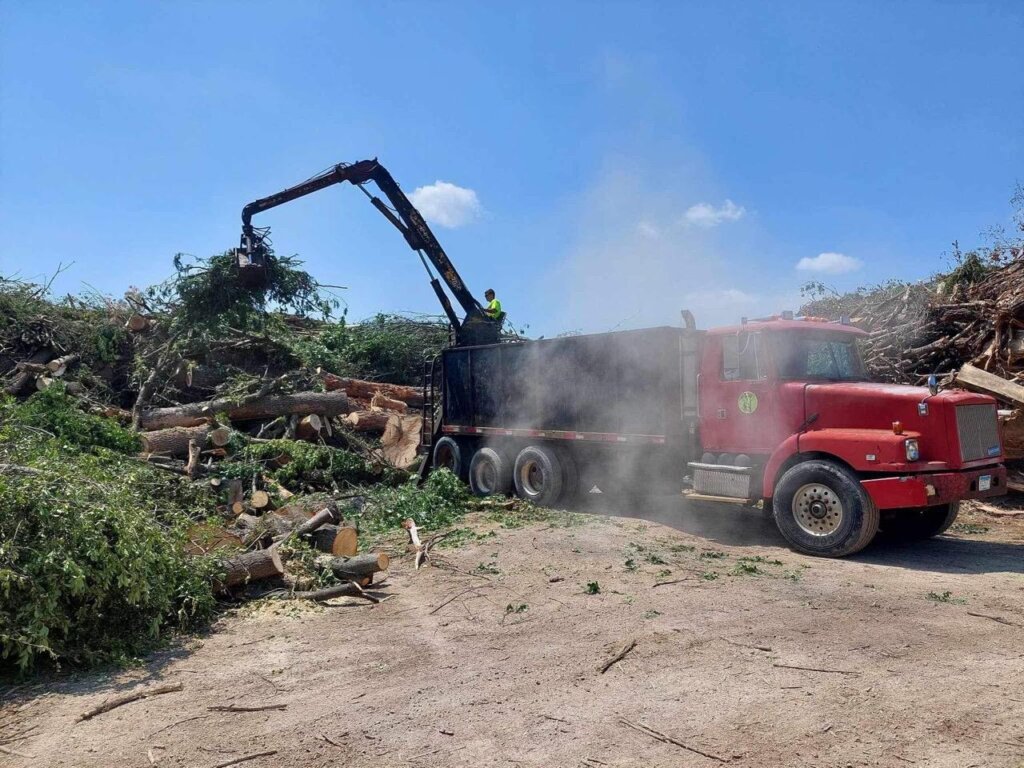 Wood chipper and truck in the Twin Cities